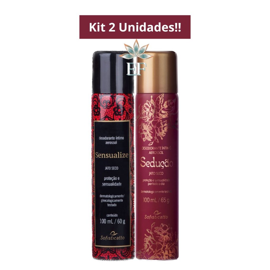 Kit 2 itens (1 Desodorante Íntimo Sensualize 100mL +  1 Desodorante Íntimo Aerossol Sedução 100mL) Sofisticatto