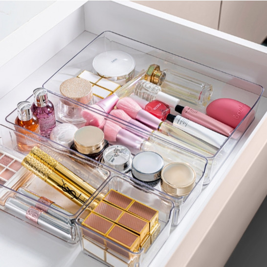 Kit 7 e Kit 14 Organizadores Multiuso para Gavetas, Armários, Geladeiras Potes em Acrílico