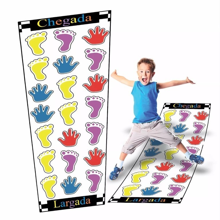 NOVO Amarelinha Pedagógica Tapete Sensorial Pés E Mãos, Ideal para brincadeira na escola, material pedagógico, para menino ou menina, usado na aula de educação física ou intervalo, recreio escolar. ref: Fun161