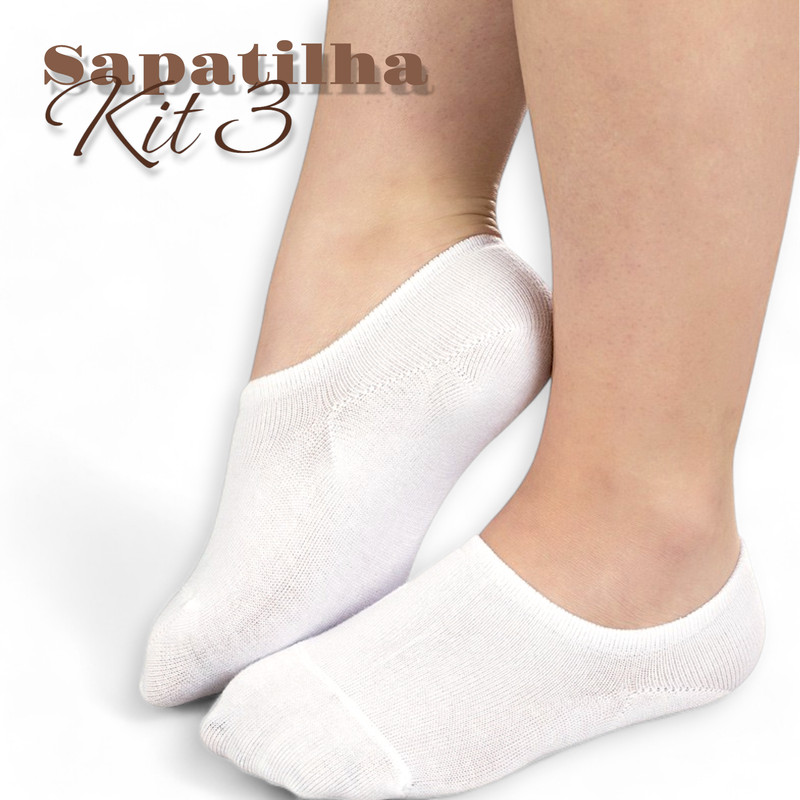Kit 3 Meias Sapatilha Feminina 35-40 Algodão Cotton Kit Meia Curta Cano Curto Invisível