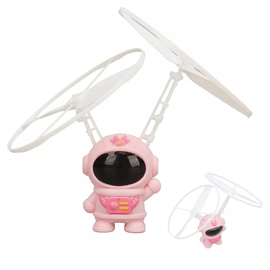 Mini Drone Astronauta Voador Helice Boomerang LED USB Bateria Recarregavel Sensor Movimento Criança Luz Iluminaçao Seguro Resistente Diversao Brincadeira