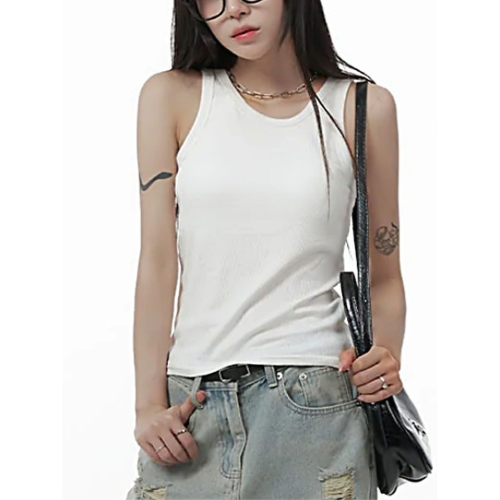 Camiseta Babylook Branca 100% Algodão Regata Básica Lisa Sem Estampa