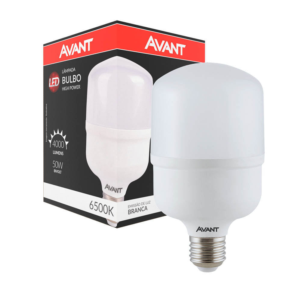 Lampada Led Bulbo Hp 50w 3000k E27 110v/220v Bivolt Avant em Oferta na Shopee