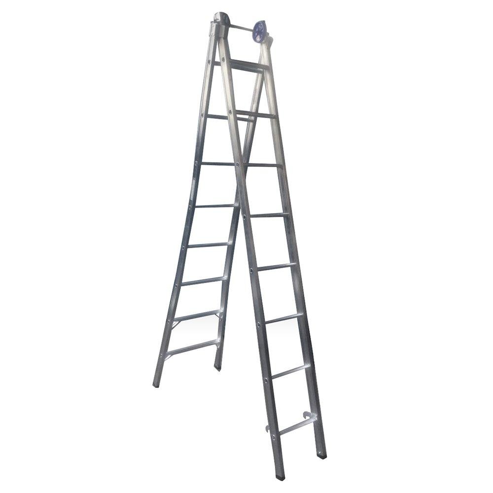 Escada Extensiva 4 em 1 2 x 8 Degraus Alumínio  REAL ESCADAS em Oferta na Shopee