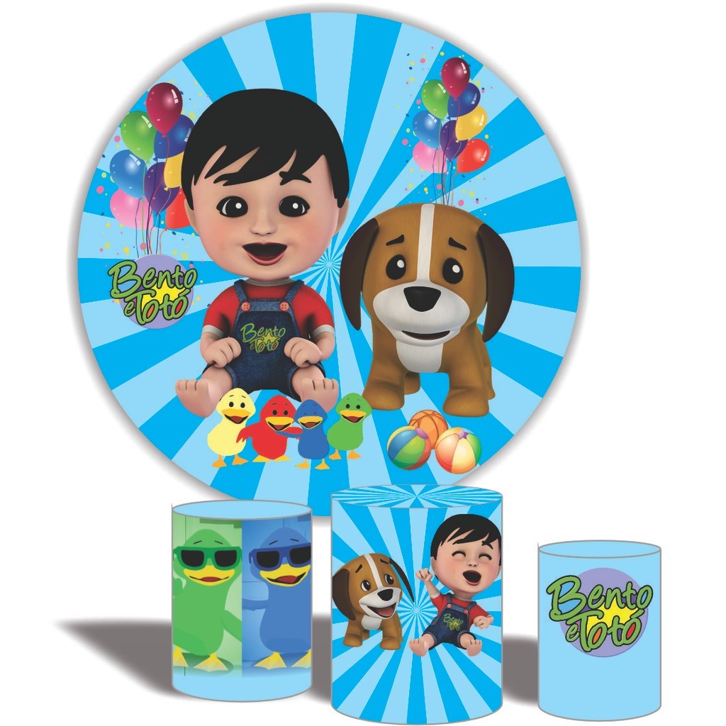 Kit Painel Com Cilindro Festa Infantil Tema Bento e Totó Aniversário em Oferta na Shopee