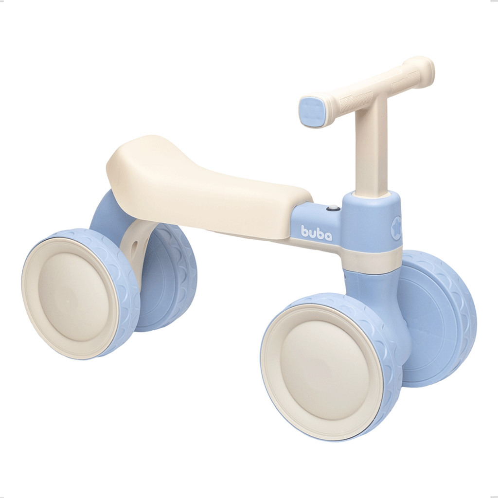 Bike Bicicleta Equilíbrio 4 Rodas Azul Claro Infantil Sem Pedal com Som Criança Bebê Inmentro Buba