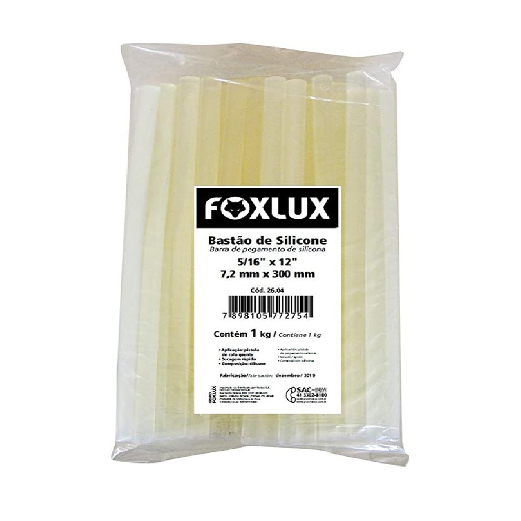 Bastão Cola Quente Fino 7,2mm x 300mm Foxlux 1Kg para Pistola Artesanato em Oferta na Shopee