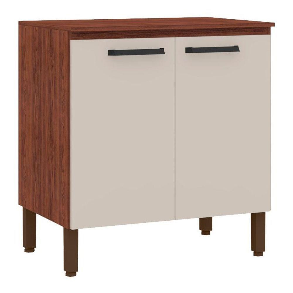 Balcão De Cozinha Ametista 2 Portas 80 Cm Nogueira Off White - Kits Paraná - Home & Living