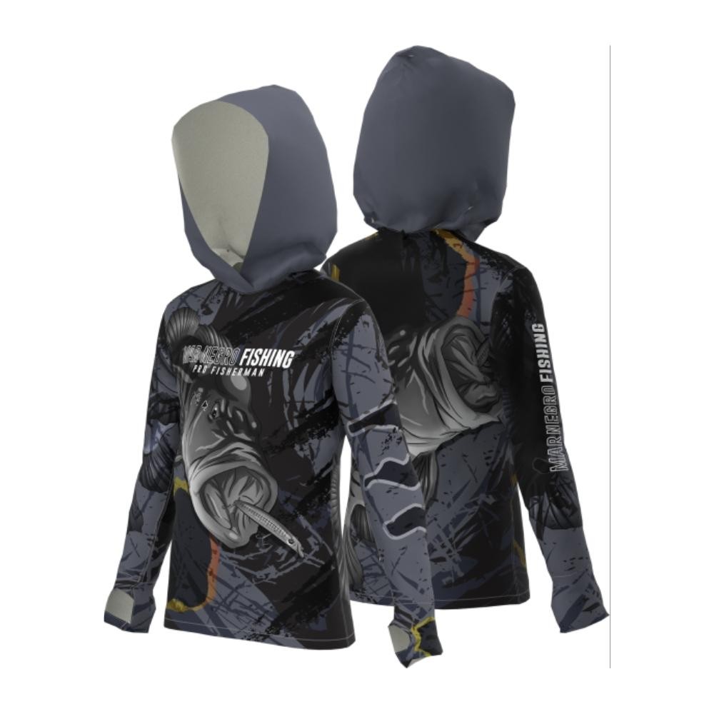 Camiseta Mar Negro Sublimada Capuz - Tucunare Ocelo - Infantil