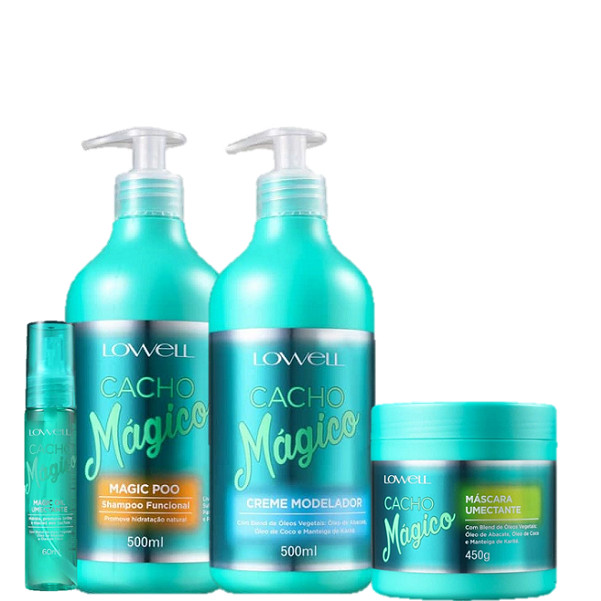 Lowell Cacho Magico Shampoo 500g Creme 500g Mascara 450g e Oleo 60ml em Oferta na Shopee