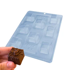 Forma BWB Bombom Quadrado Com 3 Partes Acetato E Silicone Doces Finos Gourmet 10551