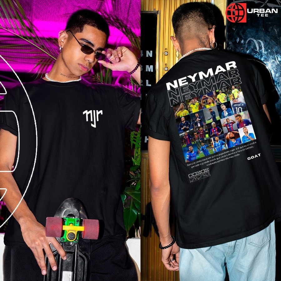 Camiseta Basica Camiseta Neymar Junior NJ Personalizada Top Unissex
