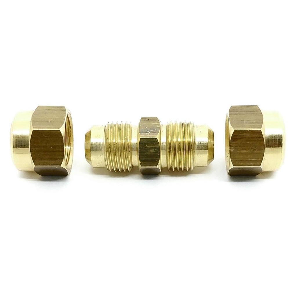 Kit União Niple Latão 5/8 SAE Tubo Cobre c/ Porcas