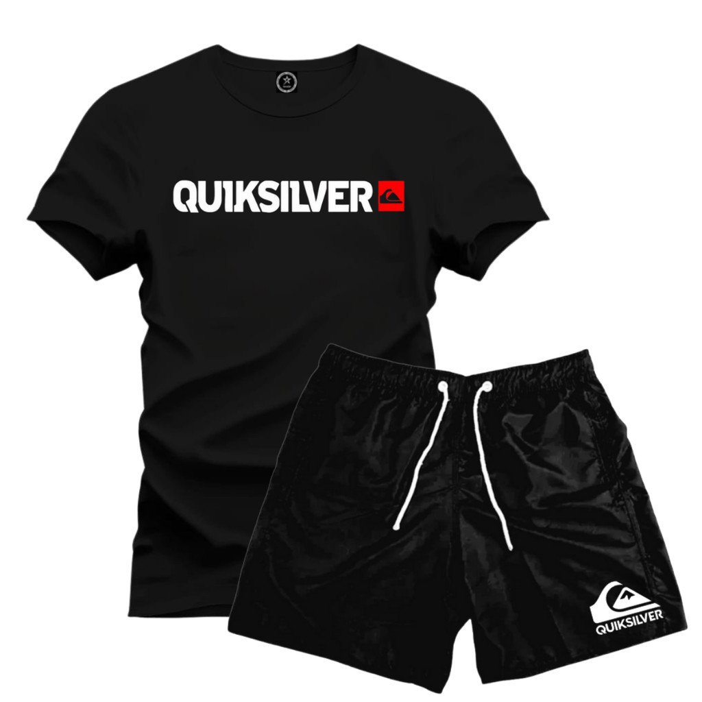 Kit Camiseta Masculina Algodão Quiksilver 9 Cores + Short Tactel Preto P ao GG em Oferta na Shopee