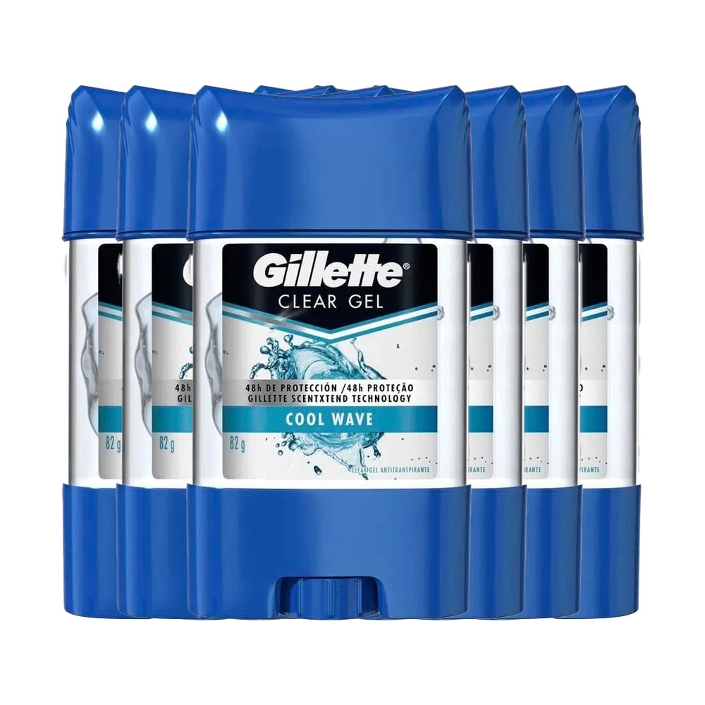 Kit Desodorante Gillette Clear Gel Cool Wave 82g - 6 Unidades - Beauty