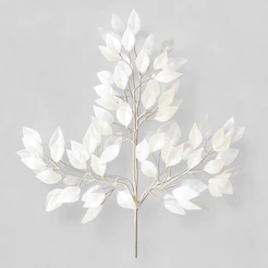 Kit 12 Galhos Ficus Brancos Folhagem Decorativa Artificial