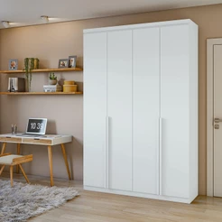 Guarda-Roupa Solteiro 100%MDF Alonzo 4 portas Branco