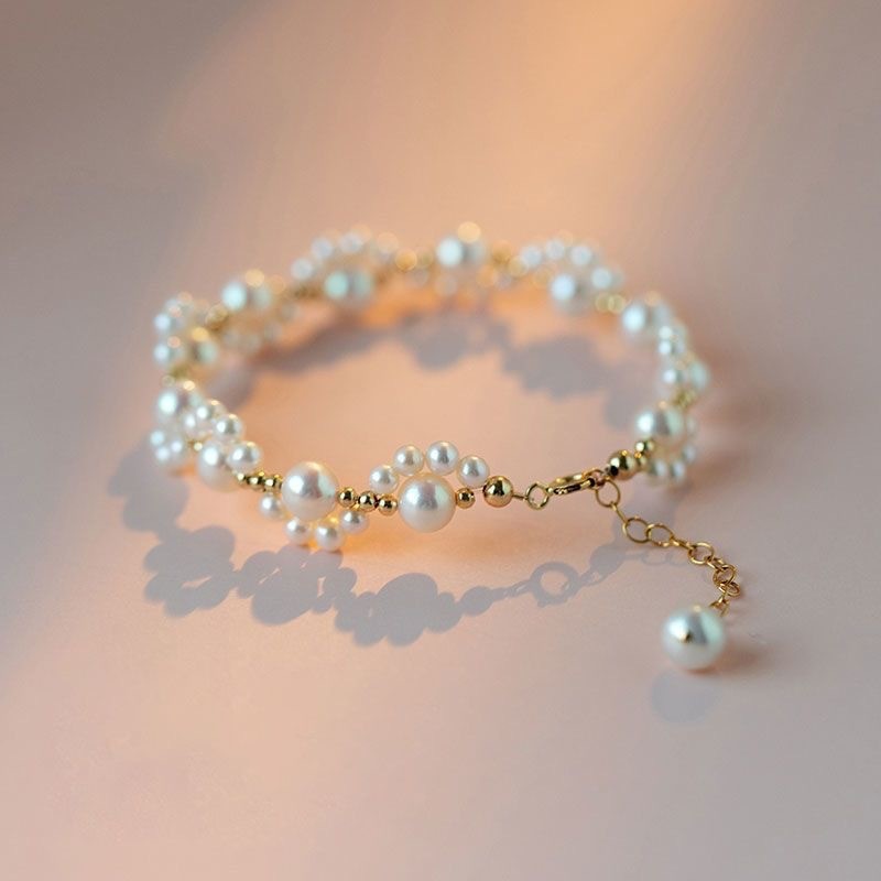 Pulseira de pérolas com garra de gato de desenho animado para mulheres, pulseira de deusa moderna, requintada e elegante