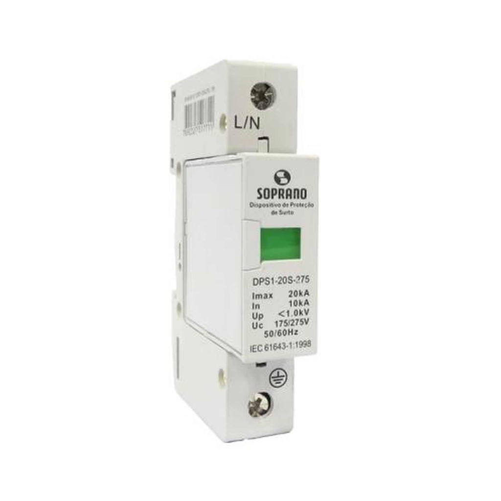 Supressor Surto (DPS) Monofásico 20KA - Soprano para Quadros de Distribuição
