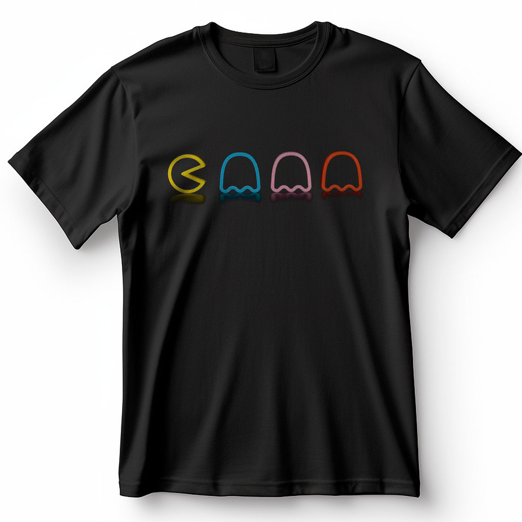 Camiseta Pac-Man Fantasmas Neon Clássico Arcade Blusa Camisa 100% Algodão