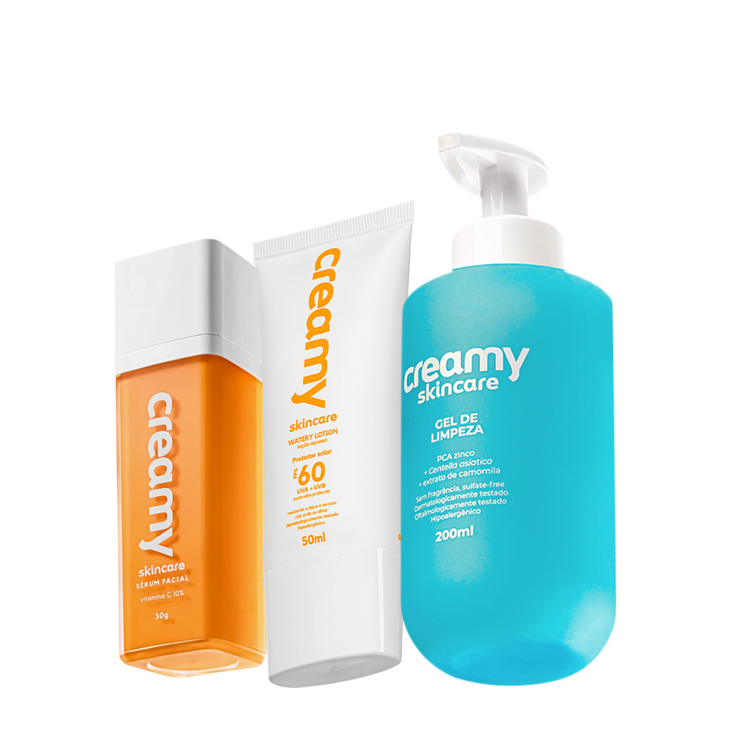 Kit Creamy Skincare Vitamina C Protetor Solar Gel de Limpeza (3 produtos) em Oferta na Shopee