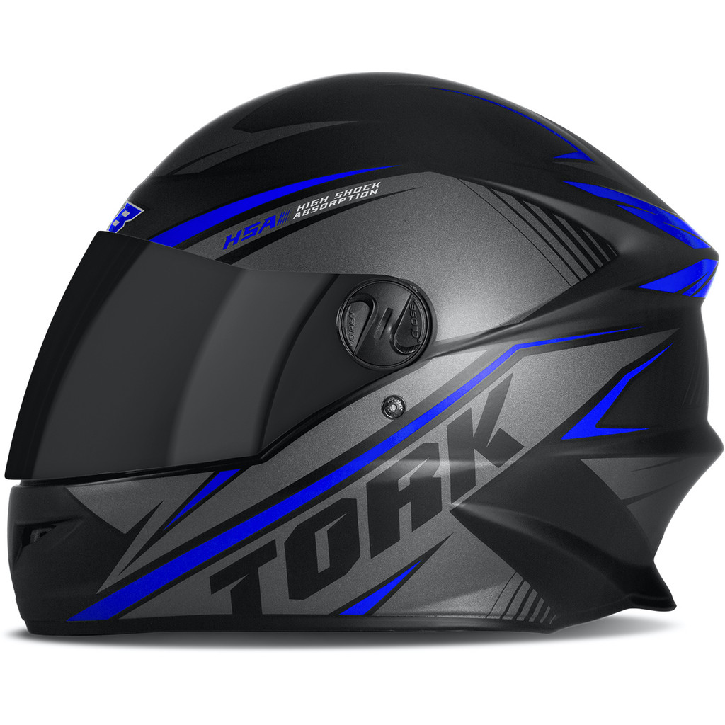 Capacete Fechado Moto R8 Pro Fosco Com Viseira Fumê Preto/Azul Tamanho 60 - Pro Tork - Spare Parts and Accessories for Vehicles