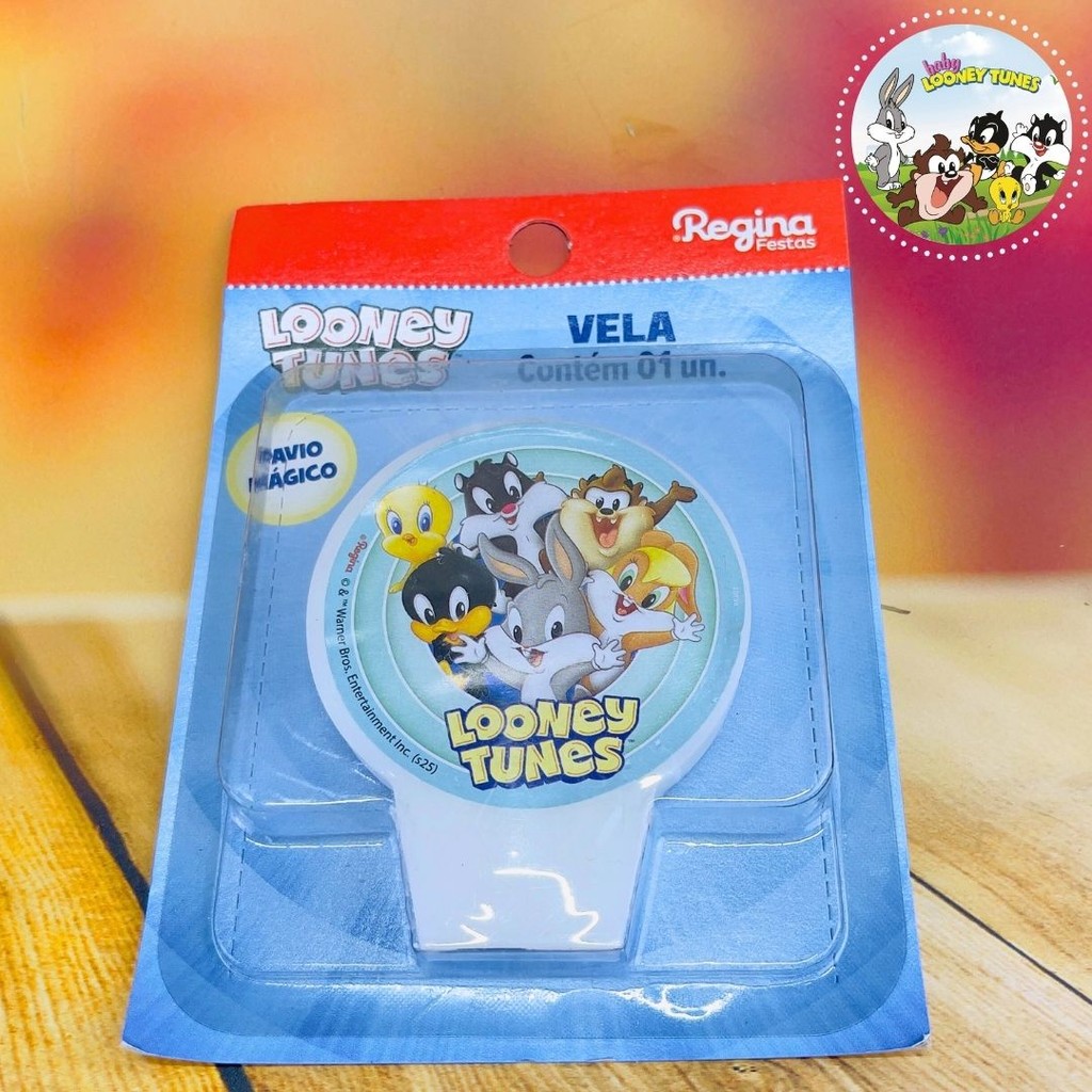 1 VELA PLANA ADESIVADA LOONEY TUNES REGINA em Oferta na Shopee