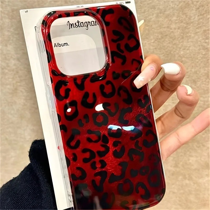 Capa De Telefone Para iPhone 11 13 12 Pro Max 16 15 14 16e XR X XS 7 8 Plus Vinho Vermelho Leopardo Impressão em Oferta na Shopee