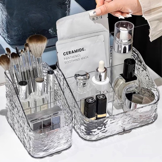 Kit Porta Maquiagem Organizador Multiuso De Acrílico Batom Cosméticos Transparente com Divisórias