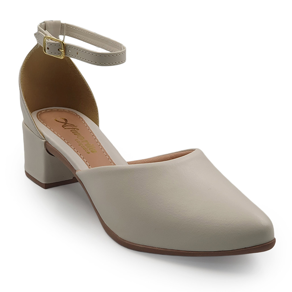 Mule Feminino Bico Fino Napa Salto Médio Baixo Confortável em Oferta na Shopee