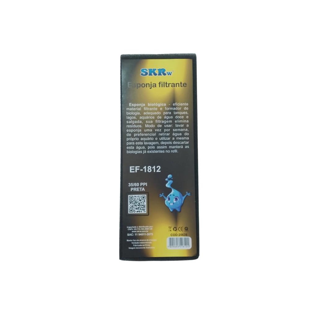 ESPONJA BIOLOGICA EF-1812 SKRw 32X12 35/60PPI PRETA