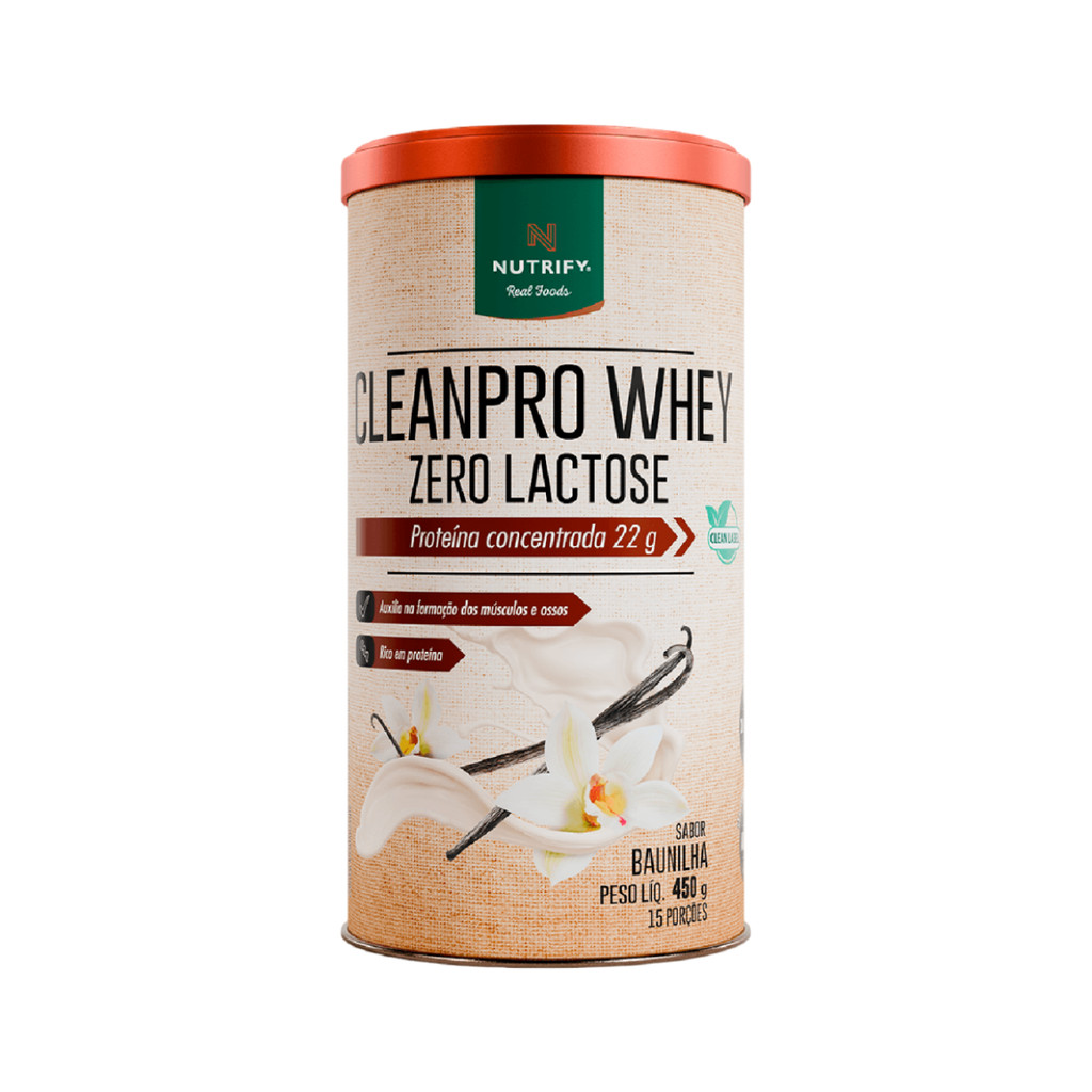 Whey Protein Concentrado - Cleanpro Whey Zero Lactose Baunilha 450g - Nutrify