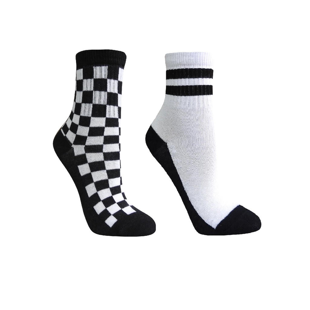 Kit Meia Cano Médio Canelado - QUADRICULADO E LISTRAS em Oferta na Shopee