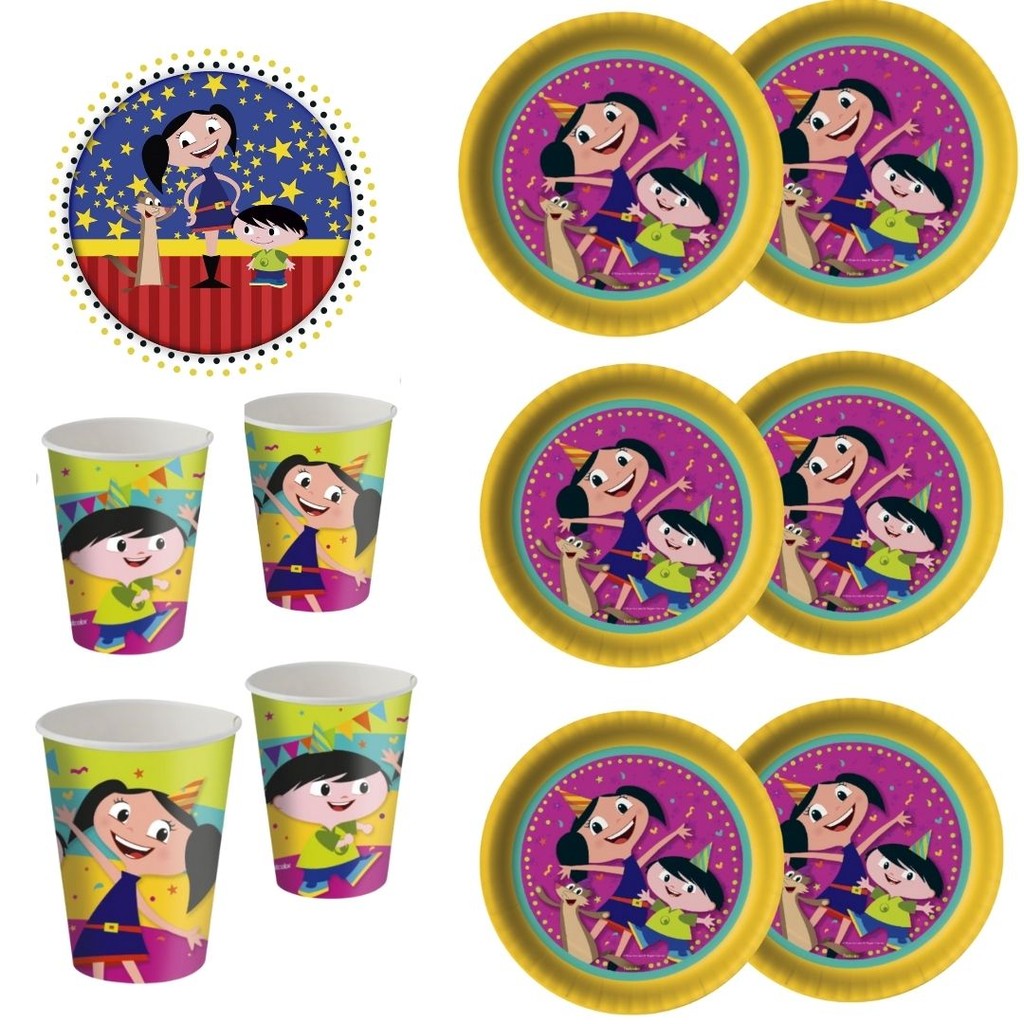 KIT FESTA FESTA SHOW DA LUNA 8 PRATOS + 8 COPOS DESCARTÁVEL 200 ML PAPEL - FESTCOLOR em Oferta na Shopee