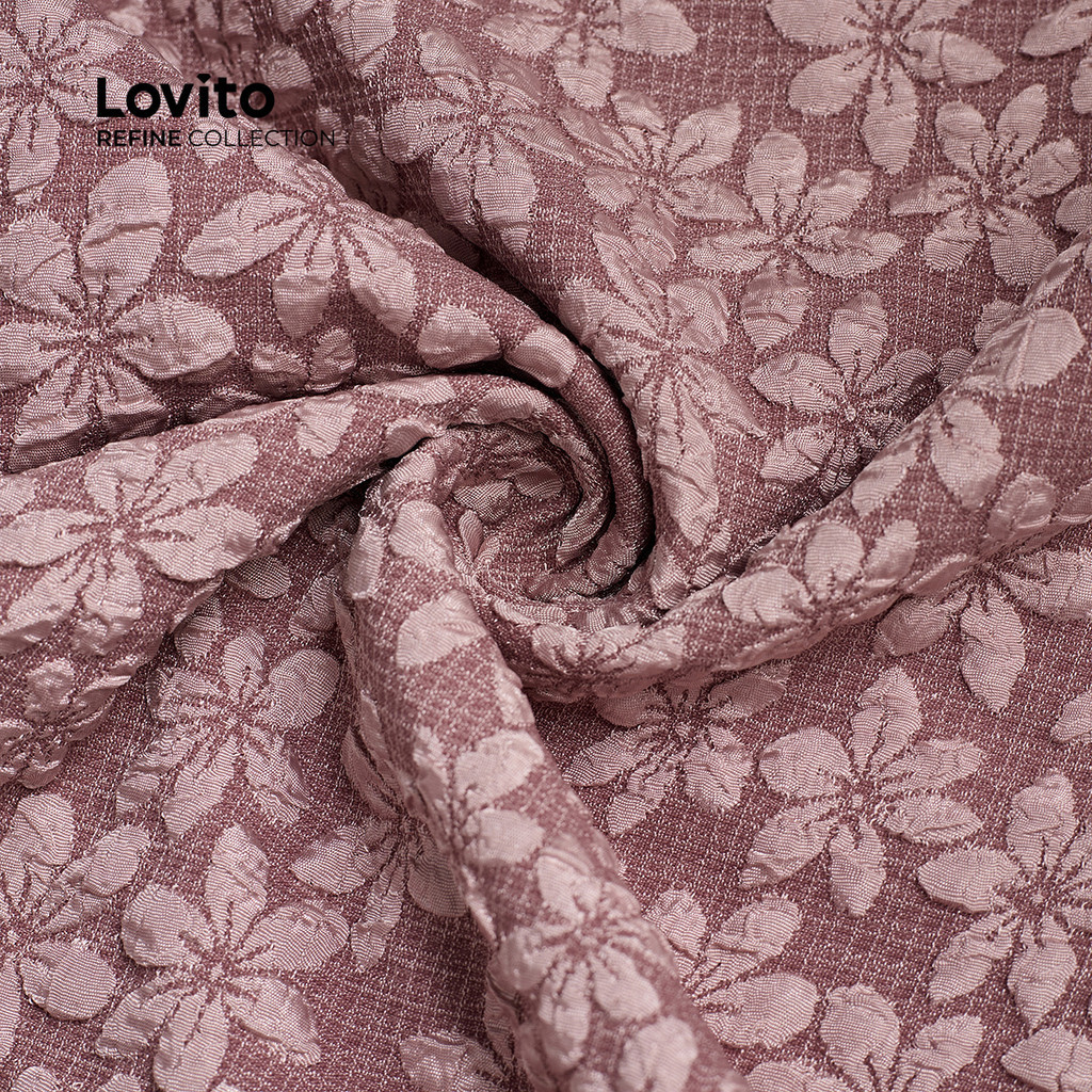 (Trendy) (Lovito Refine) Conjuntos de Saia Elegante com Jacquard Botões Na Frente Primavera/verão Blusa rosa LR12E056 em Oferta na Shopee