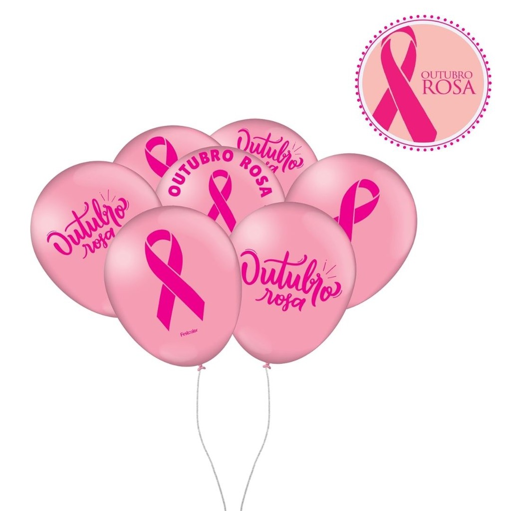 25~125 BALÃO BEXIGA  FESTA OUTUBRO ROSA n°9 FESTCOLOR em Oferta na Shopee