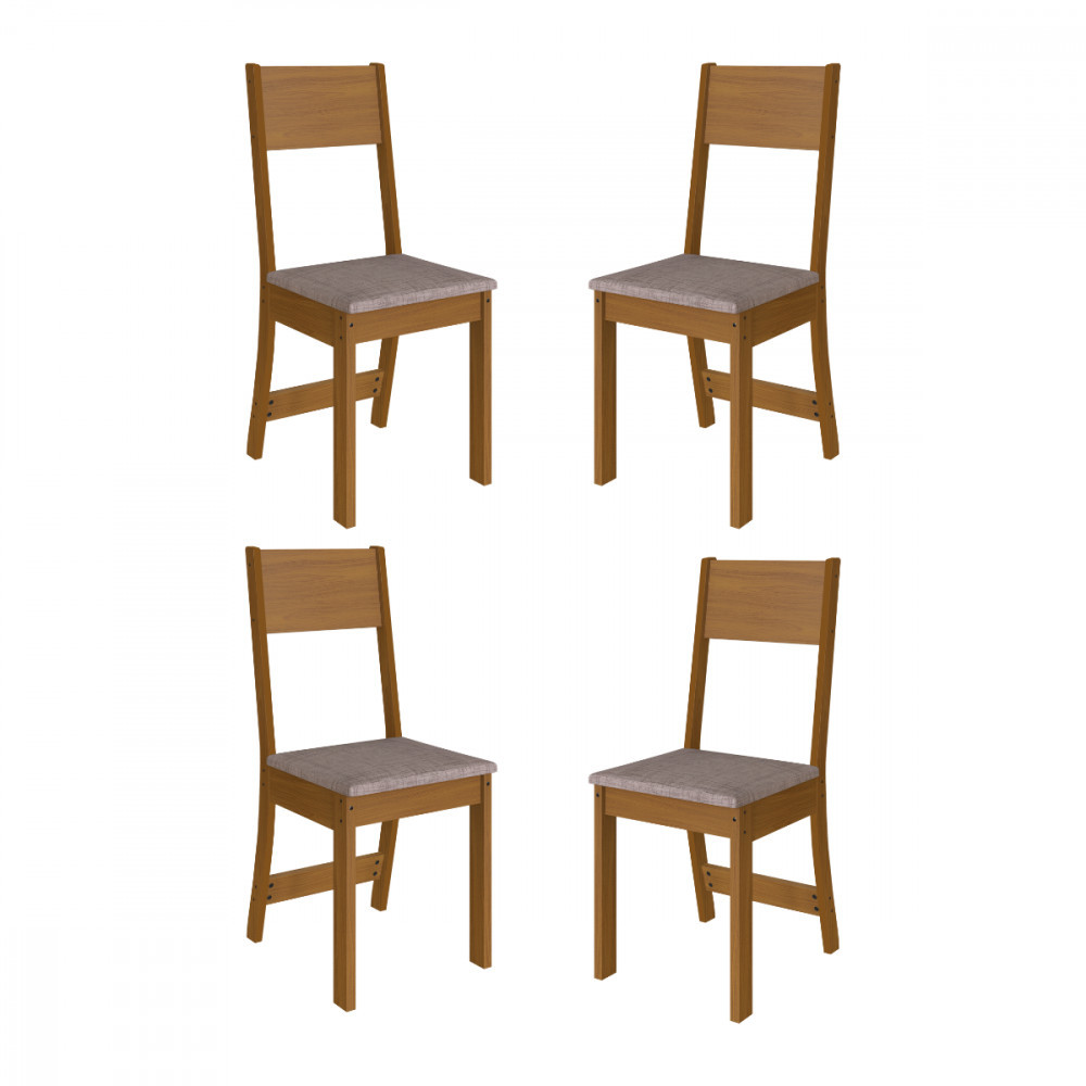 Conjunto 4 Cadeiras Alice Freijo com Tecido Cinza Indekes em Oferta na Shopee