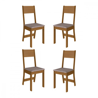 Conjunto 4 Cadeiras Alice Freijo com Tecido Cinza Indekes em Oferta na Shopee