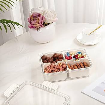 Cesto Organizador com Divisórias – Ideal para Marmitas, Alimentos e Frutas na Geladeira