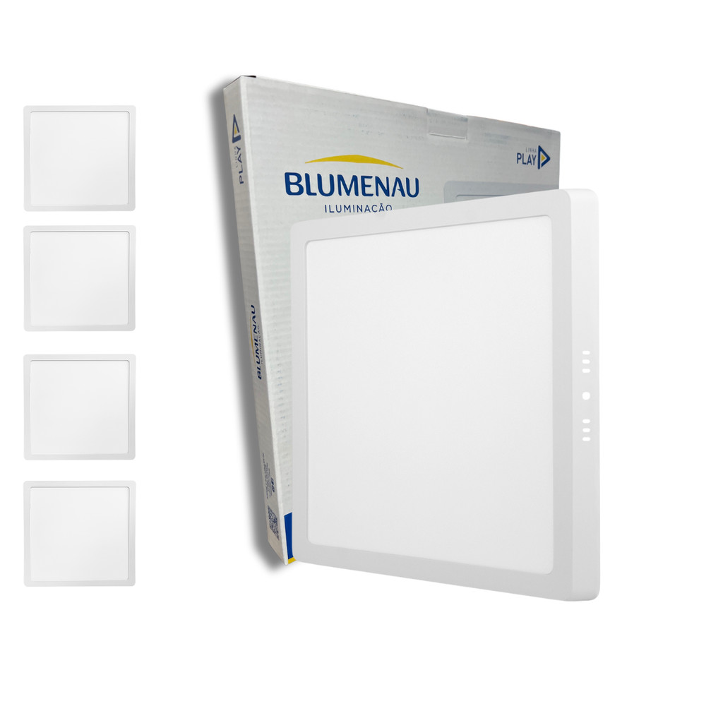 Kit 4 Painel Plafon Quadrado Sobrepor 18w Branco Frio 6500k 4000k 3000k Play Blumenau Iluminação em Oferta na Shopee