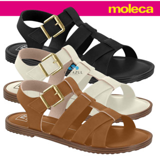 Sandália Rasteira Feminina Moleca Tiras Grossas Conforto em Oferta na Shopee