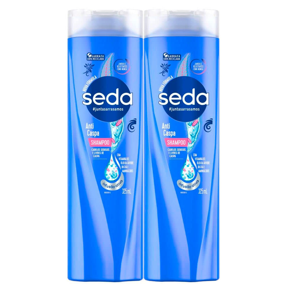 Kit 2 Shampoo Seda Anticaspa Hidratação Diária 325ml - Beauty