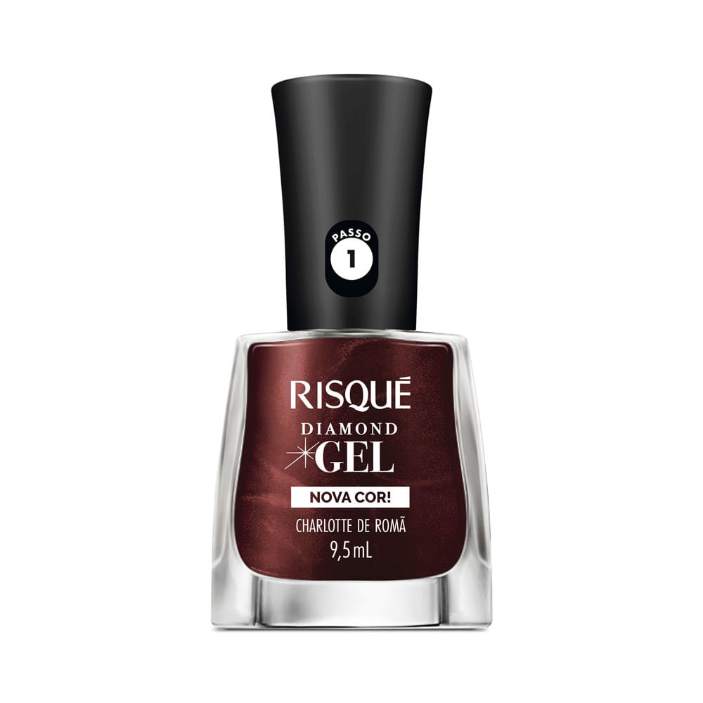 Esmalte Vermelho Risqué Diamond Gel Charlotte de Romã Metálico 9,5 ml - Beauty