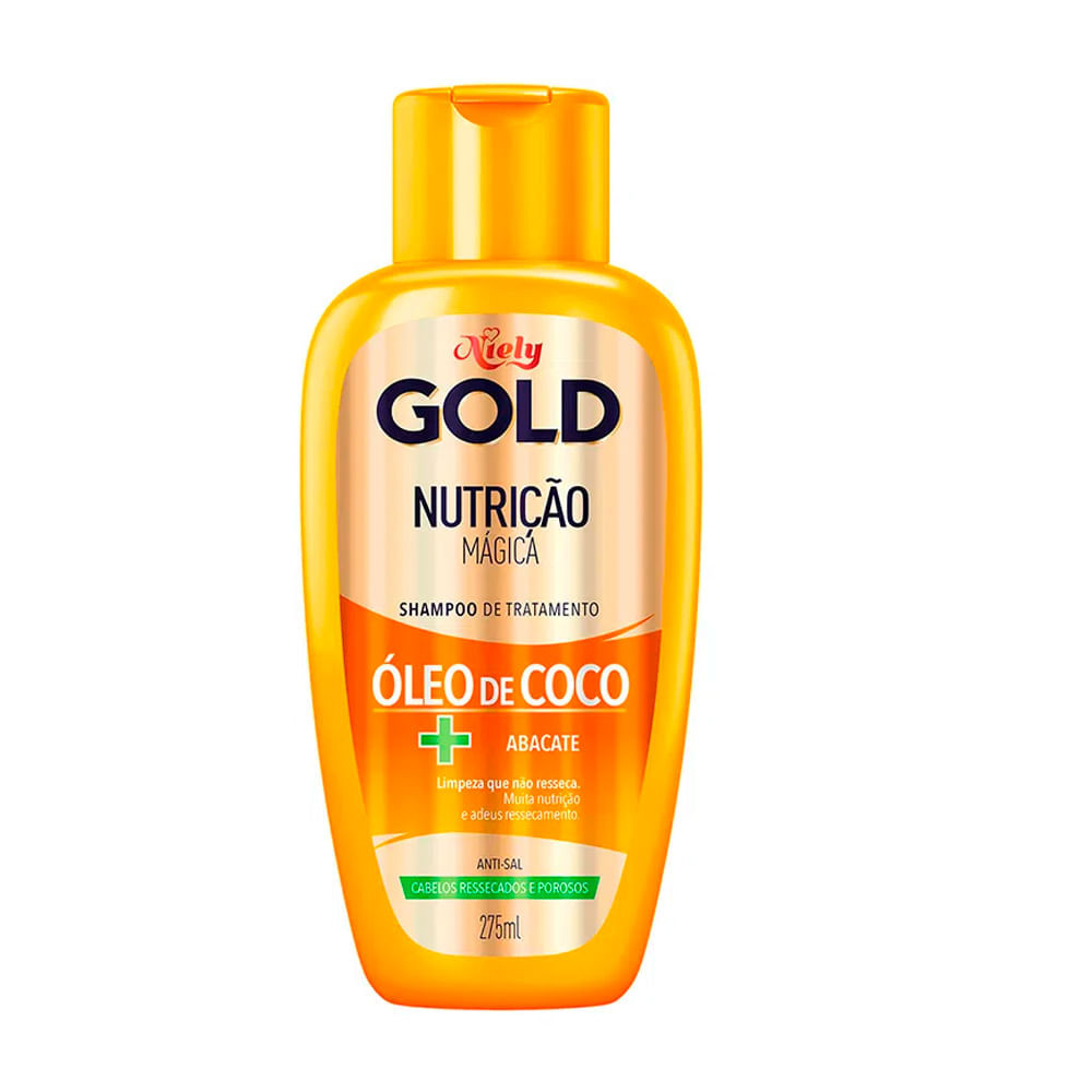 Shampoo Niely Gold Nutrição Mágica Óleo de Coco + Abacate 275ml - Beauty