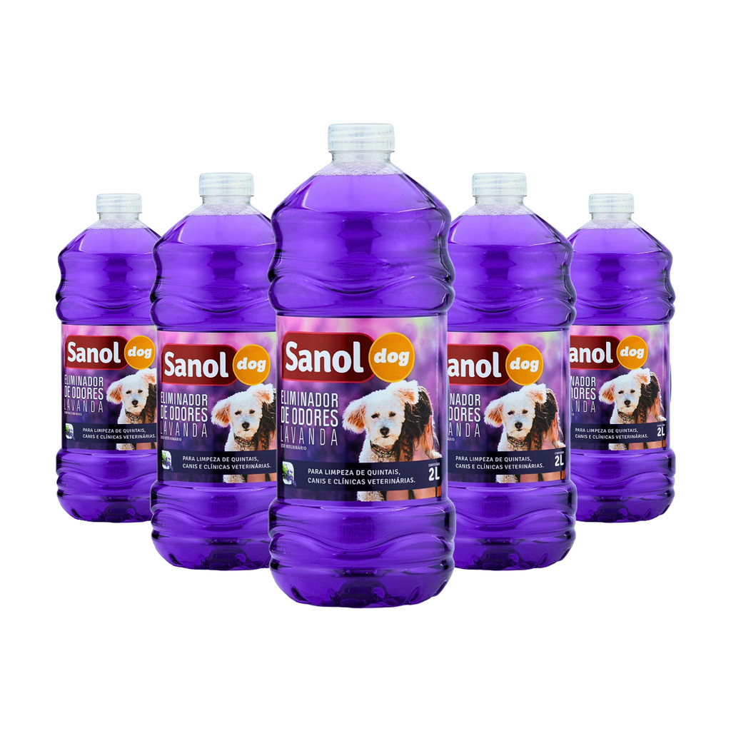 KIT COM 5 SANOL DOG ELIMINADOR DE ODORES LAVANDA 2L
