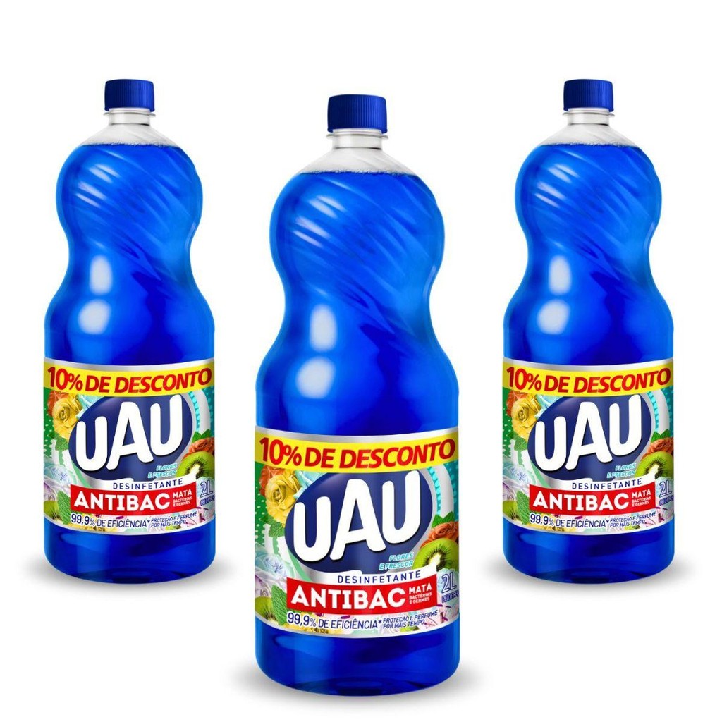 Kit 3un Desinfetante 2l Flor e Frescor Uau Antibactericida em Oferta na Shopee
