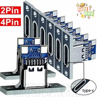 Soquete USB 3.1 Tipo C De 5/20 Unidades-Com Placa De Fixação De Parafuso-Conector Fêmea 2 Pinos 4-Porta De Carregamento 