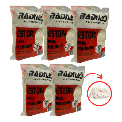 Kit 5 Estopas 100% Algodão Radnaq 1kg Polimento Limpeza Domestico Peças Moveis Metais Remoção massa em Oferta na Shopee