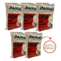 Kit 5 Estopas 100% Algodão Radnaq 1kg Polimento Limpeza Domestico Peças Moveis Metais Remoção massa