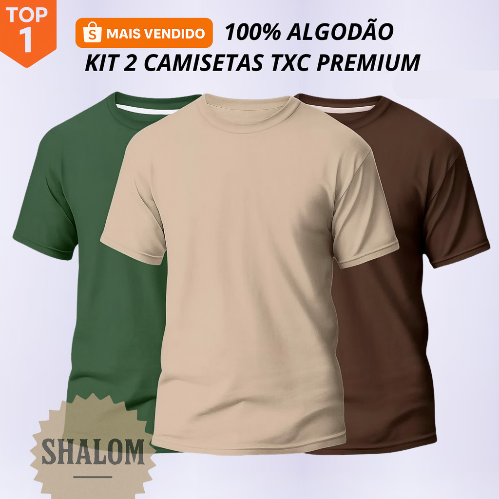 Kit 3 Camisetas Básicas Streetwear Camisa T-Shirt Masculina Slim Promoção Algodão Varias Cores